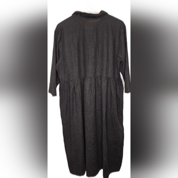 Urban Renewal Black Button Up Dress With Side Pockets. Linen Like Lg. - Picture 5 of 12